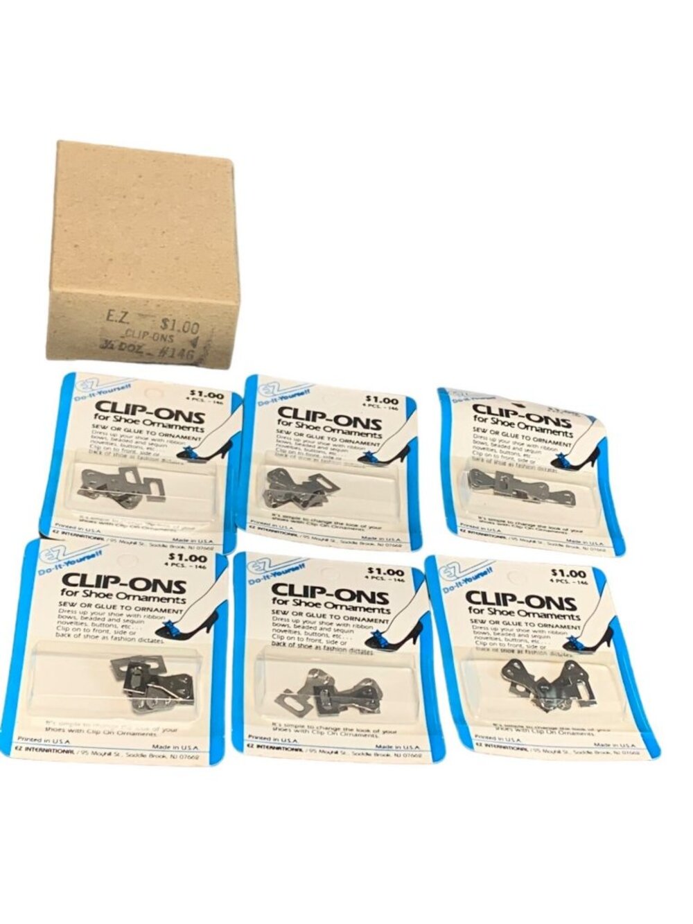 E.Z. Clip-Ons for Shoe Ornaments 6pkg - Sew or Glue to Embellish Shoes